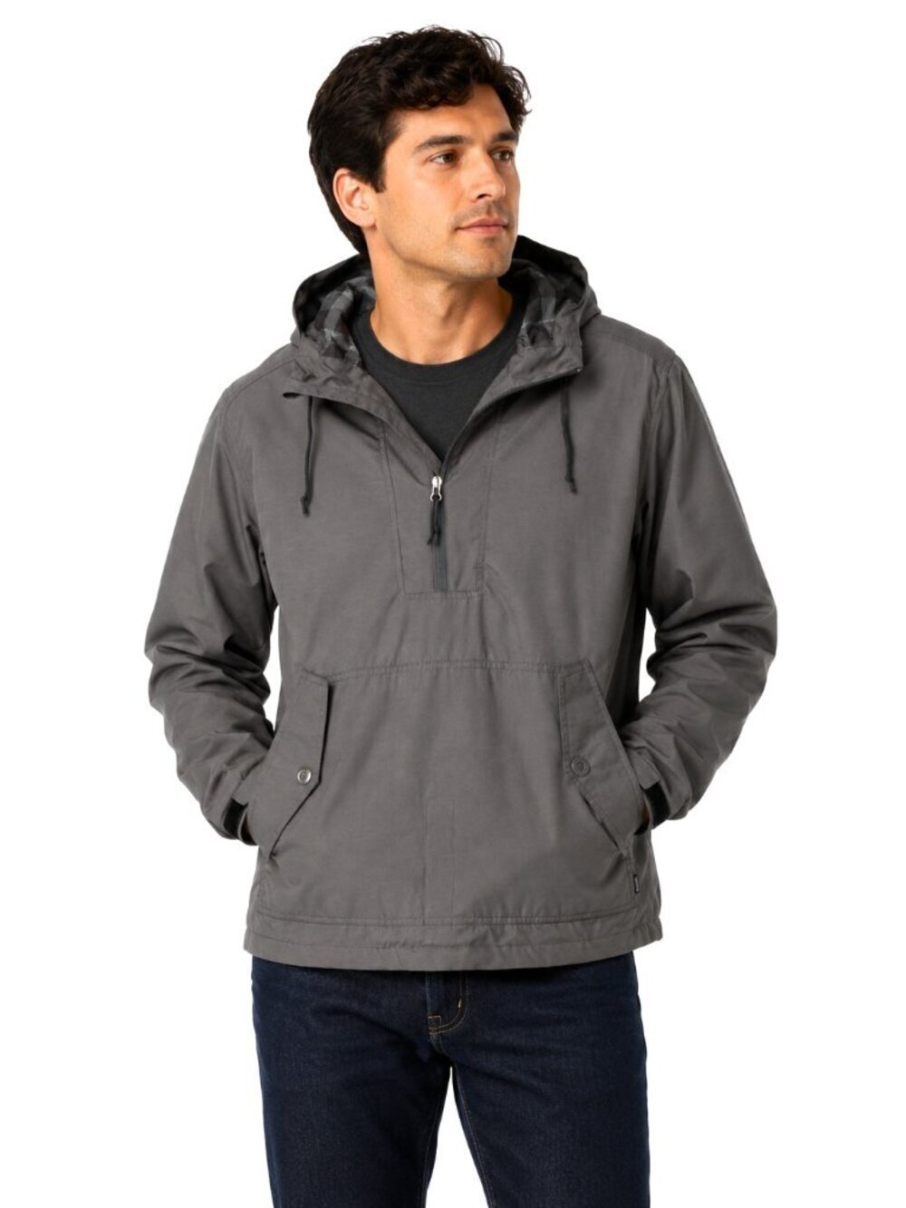 Men's PrAna Dax Grey Hooded Zip Anorak Jacket
